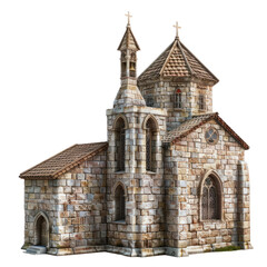 Fototapeta premium Romanesque Church of Romanesque Art isolated on transparent png.