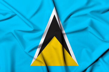 Beautifully waving and striped Saint Lucia flag, flag background texture with vibrant colors and...