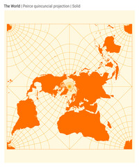 World Map. Peirce quincuncial projection. Solid style. High Detail World map for infographics, education, reports, presentations. Vector illustration.
