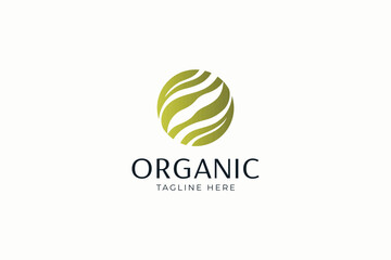 Fototapeta na wymiar Elegant Organic Fresh Leaf Circle Frame Logo for Natural Products and Eco-Conscious Brands