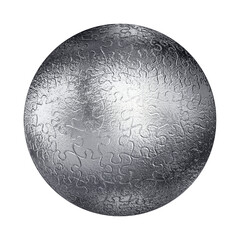 Spherical surface texture jigsaw puzzle isolated on white background.