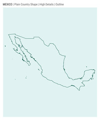 Mexico plain country map. High Details. Outline style. Shape of Mexico. Vector illustration.