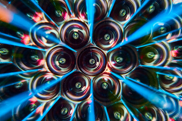 Kaleidoscopic Glass Bottle Pattern with Colorful Light Refraction