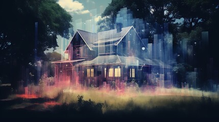 an image of a house being transformed into a pixelated wonderland by AI artists, blurring the lines between reality and digital art