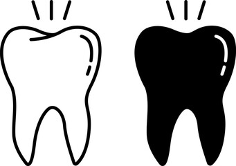 Tooth icons. Black and White Vector Icons. Treatment and Dental Care. Medicine and Dentistry Concept