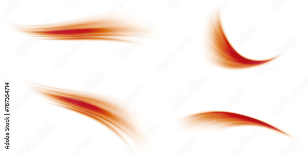 Poster Set of yellow air flow wave effects. Design element to visualize the flow of air or water. Isolated on white background.