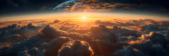 3D Render Sunrise View from Space on Planet Earth wallpaper 