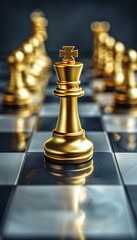 Chess strategy  symbol of success and leadership on blurred background with space for text