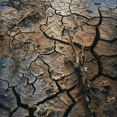 The arid soil conditions are a consequence of global warming. Ai generated