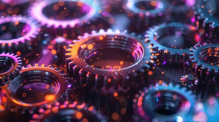 An abstract image of colorful digital gears interconnected by data streams, representing the complex machinery behind big data processing and analysis.