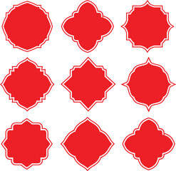Set of red shape badge vector.