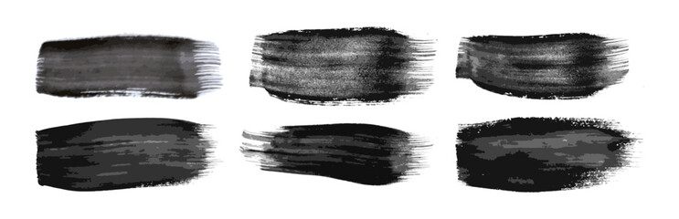 Set of black hand drawn brush strokes