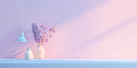 Pastel product backdrop with design space. Product photo.