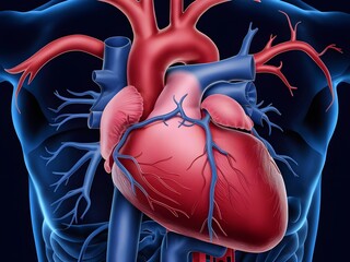 human heart anatomy in red