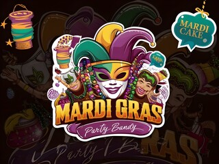 Mardi Gras party typography 