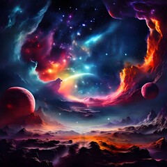 Magic color galaxy. Horizontal space background with realistic nebula, stardust and shining stars. Infinite universe and starry night sky, color clashing with design ai generated.