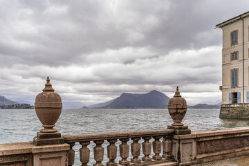 panoramic view from the terrace of the Borromeo palace on Isola Bella towards Lake Maggiore