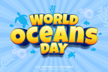 World oceans day vector text effect 05