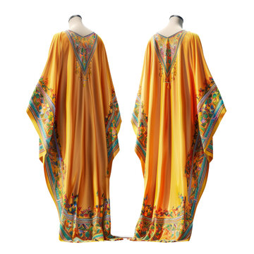Front and Back Mockup of a Summer Beach Kaftan