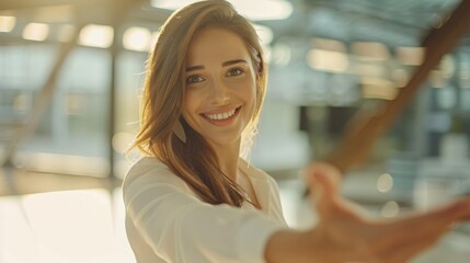 Smiling Woman Offering Handshake