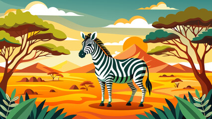 Fototapeta na wymiar zebra-african-natural-environment-background