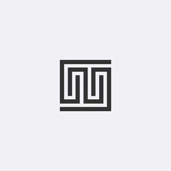 Abstract square geometric logo. GM or WM monogram