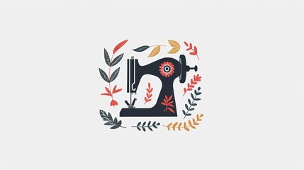 a 2d logo for a sewing workshop, vector, very minimalist, white background, modern design