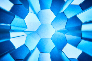 Blue Hexagonal Kaleidoscope Pattern - Abstract Geometric Background