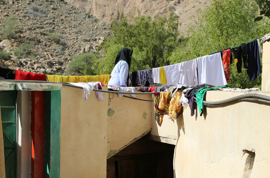 Detail of a village in Wadi Tiwi in Oman