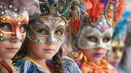Children in masquerade costume, generative ai - obrazy, fototapety, plakaty