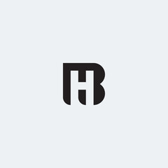  BH or HB monogram logo negative space - black and white.