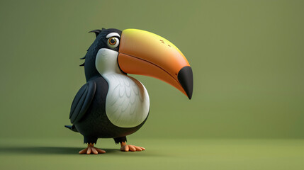 3d Cute Cartoon Toucan Bird Isolated