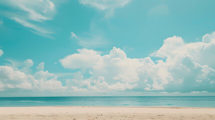 Beautiful tropical beach with blue sky and white clouds abstract texture background Copy space of summer vacation and holiday business travel concept Vintage tone filter effect color s : Generative AI