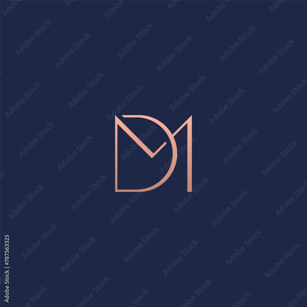 Wall mural dm monogram fashion logo with gold gradient color and feminine accent..