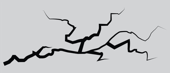 Ground cracks .Earthquake and ground cracks, hole effect, craquelure and damaged wall texture. Vector illustrations can be used for topics earthquake, crash, destruction.