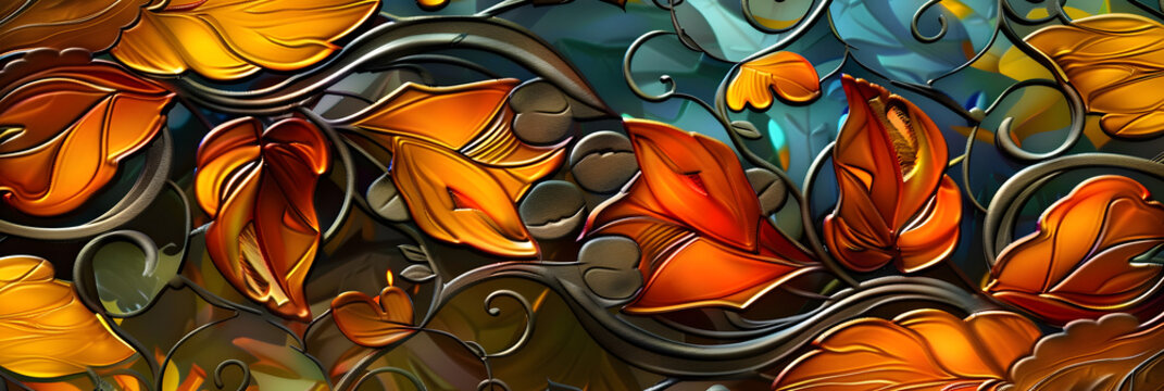 Autumn leaves background with free space for text.