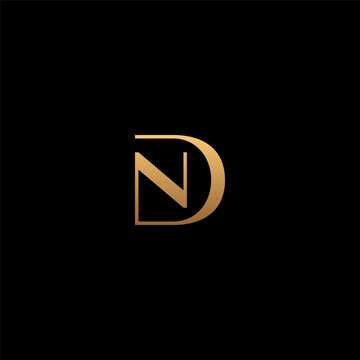 DN or ND monogram fashion logo in gold color.