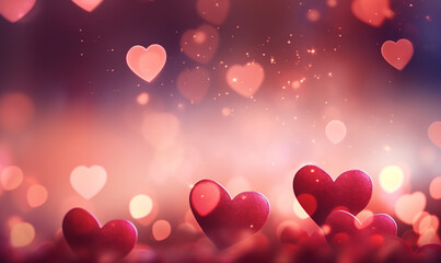 Bokeh heart background. Valentines day concept. AI-Generated Image
