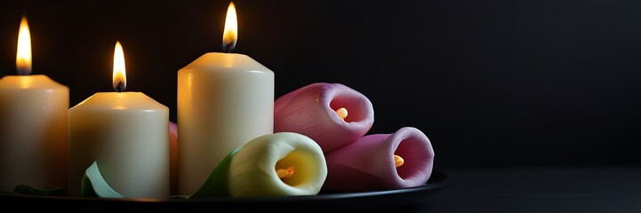 candles on black background