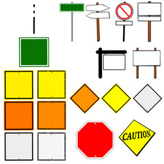 Blank Traffic Signs And Other Signs Pack Of 9