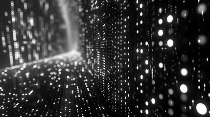 Black and white binary visuals are a striking choice for futuristic design projects.