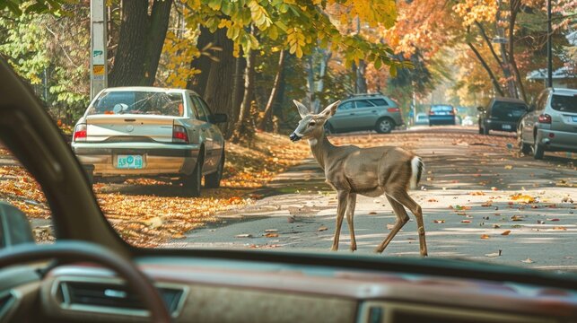 A driver swerving to avoid hitting an animal and crashing into a tree.