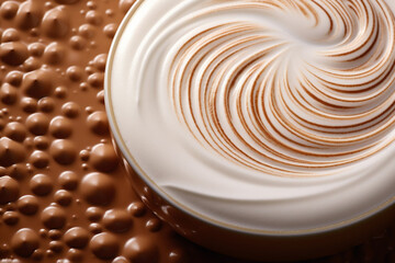 Cappuccino and milk foam close up view. AI-Generated Image