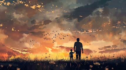 Fototapeta premium fathers day background for banner , happy family, aspect ratio 2:1