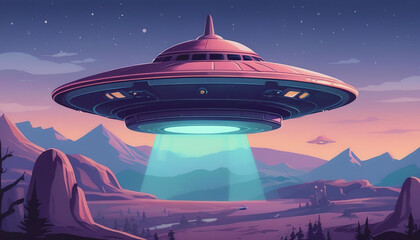 Obraz premium World UFO Day. Ufologist's Day. Unidentified flying object. UFOs on earth. picture