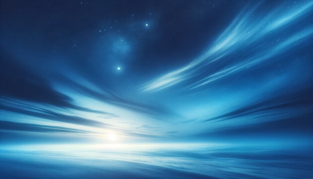 A background image showcasing a winter sky. The sky is a cold, crisp blue tone, characteristic of a clear winter's day