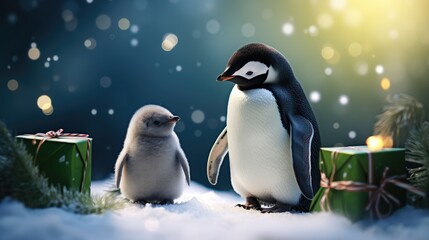 Obraz premium penguin on the snow