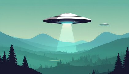 Naklejka na ściany i meble World UFO Day. Ufologist's Day. Unidentified flying object. UFOs on earth. picture