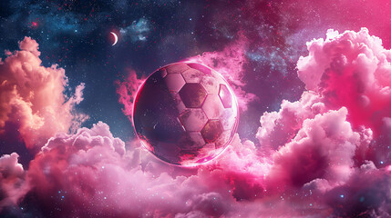 A photo realistic soccer ball as a planet in space