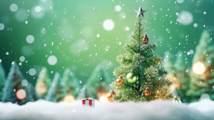 christmas tree with snow